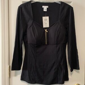 Cashe Black Rayon/Spandex blouse NWT